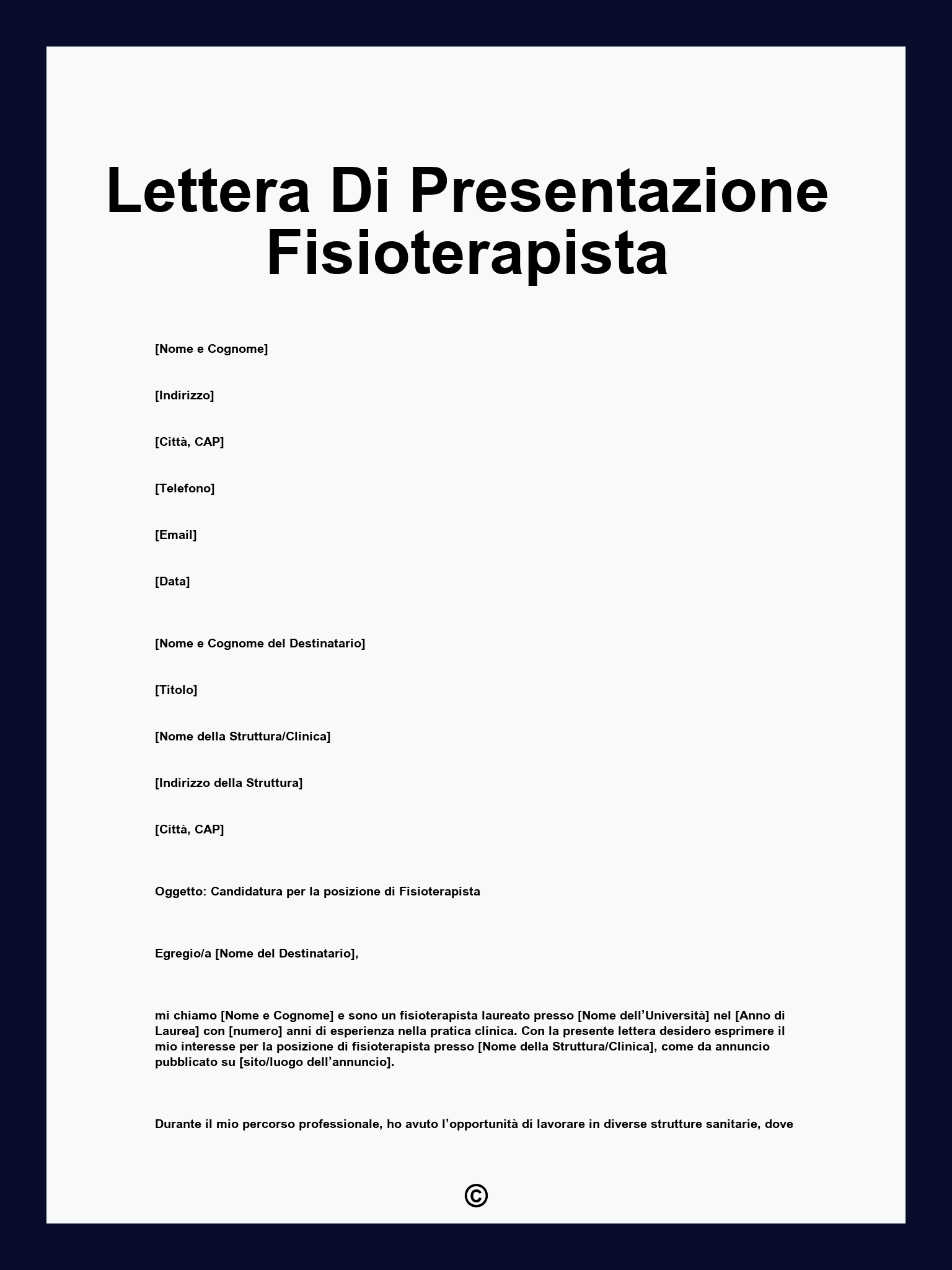 Lettera Di Presentazione Fisioterapista