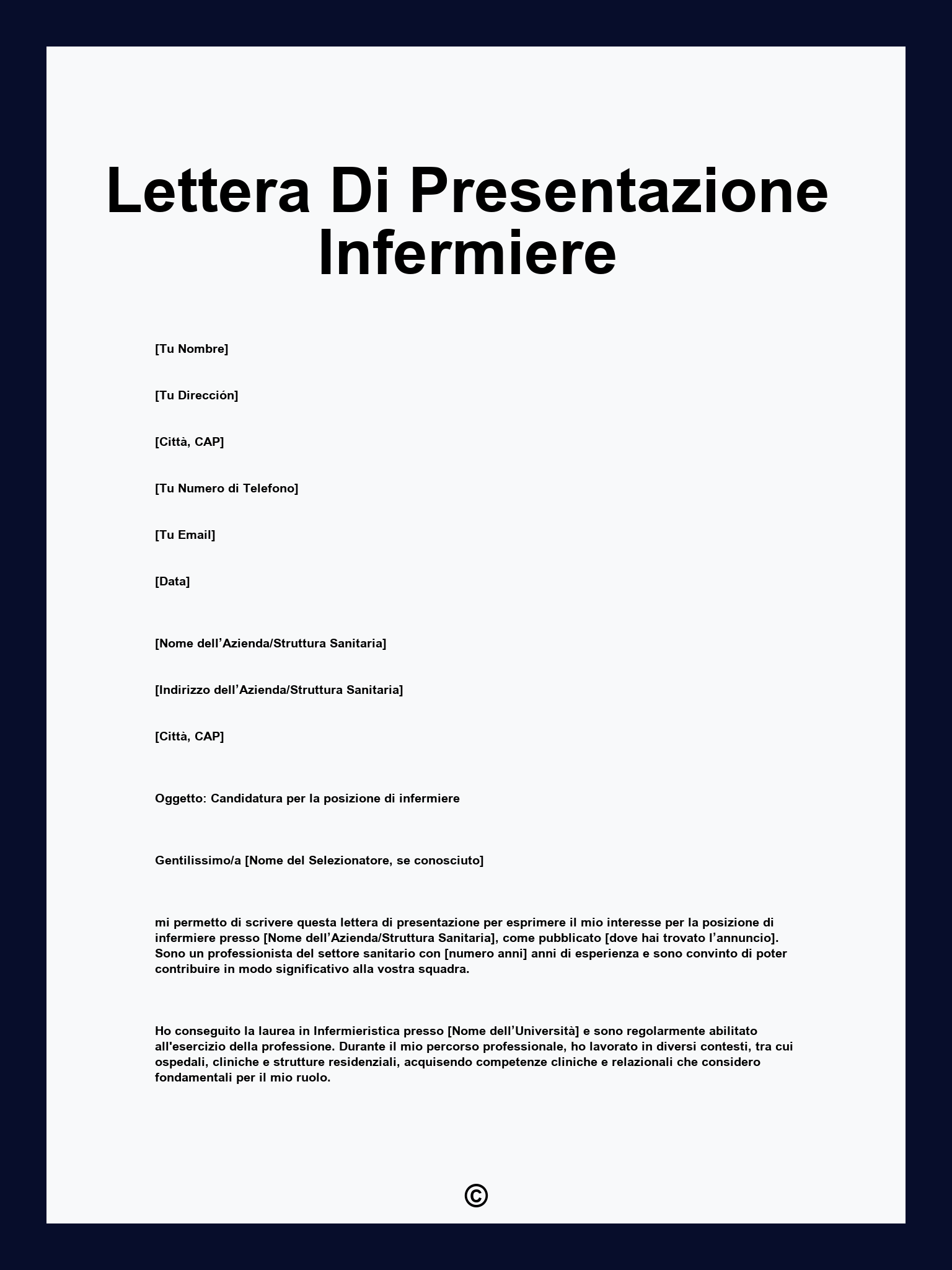 Lettera Di Presentazione Infermiere