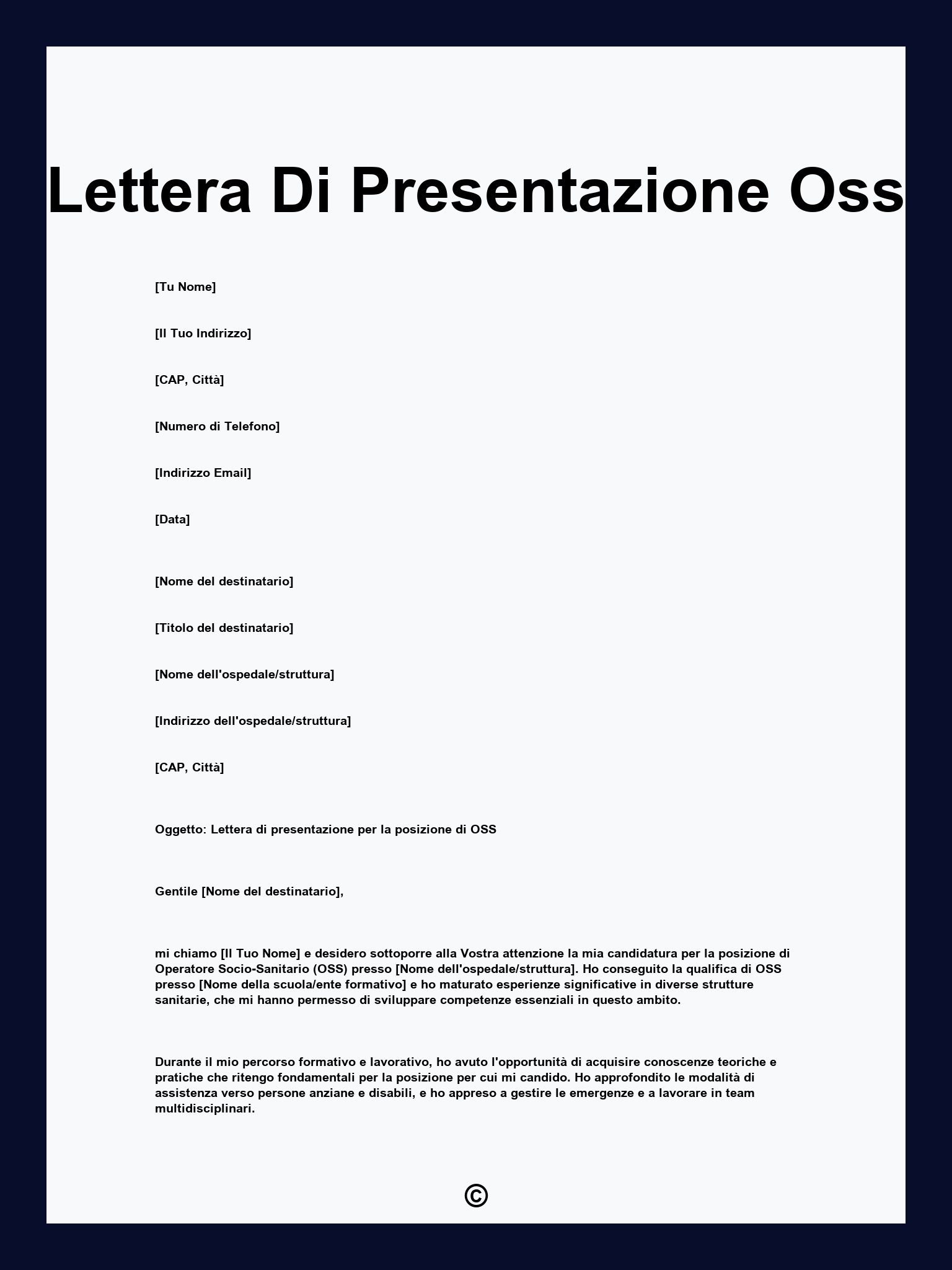 Lettera Di Presentazione Oss