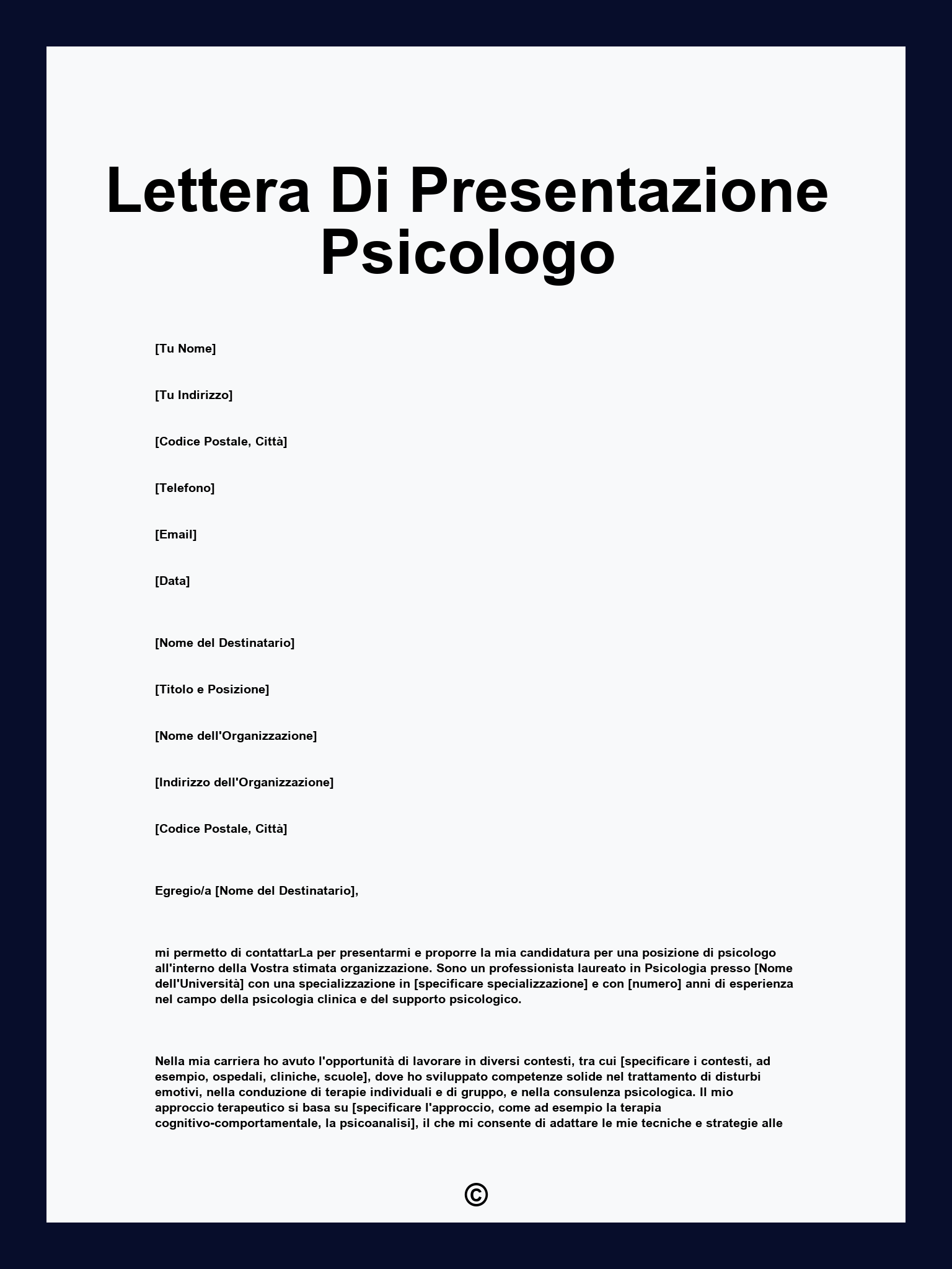 Lettera Di Presentazione Psicologo