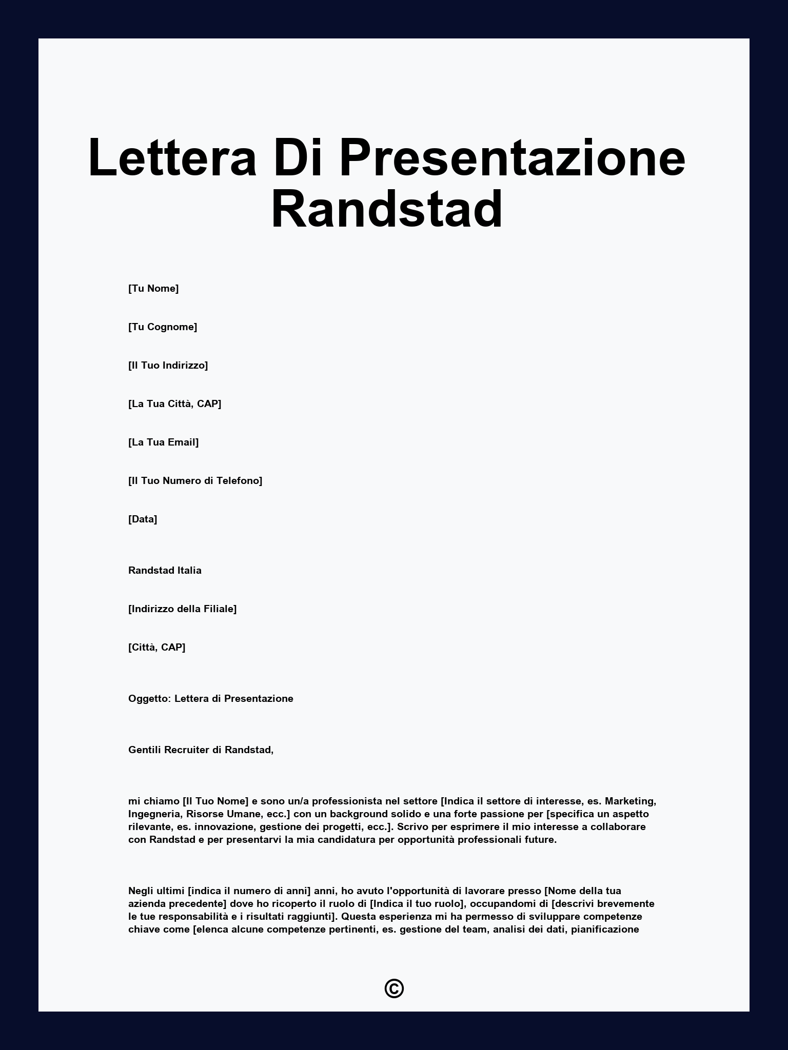 Lettera Di Presentazione Randstad