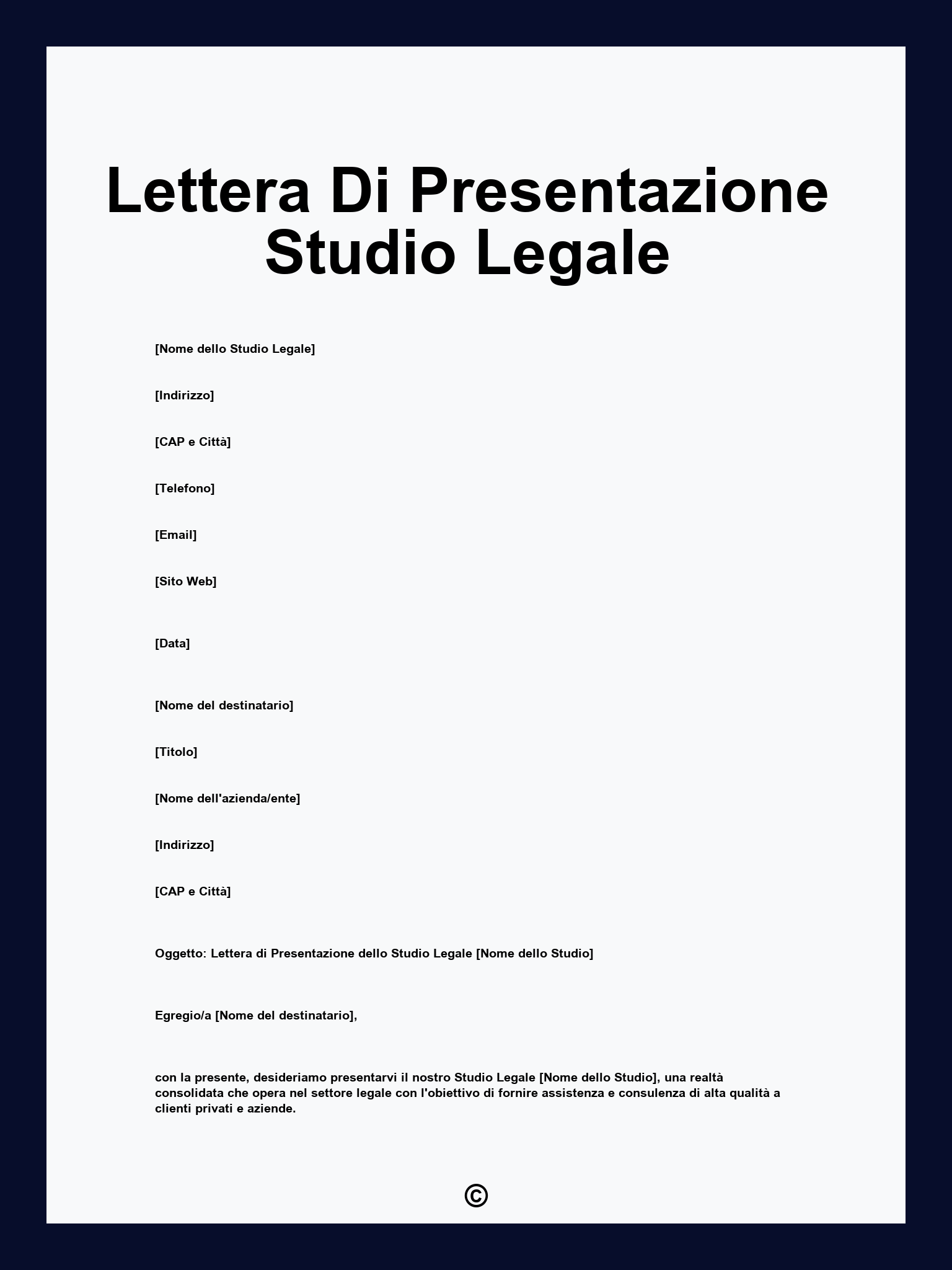 Lettera Di Presentazione Studio Legale