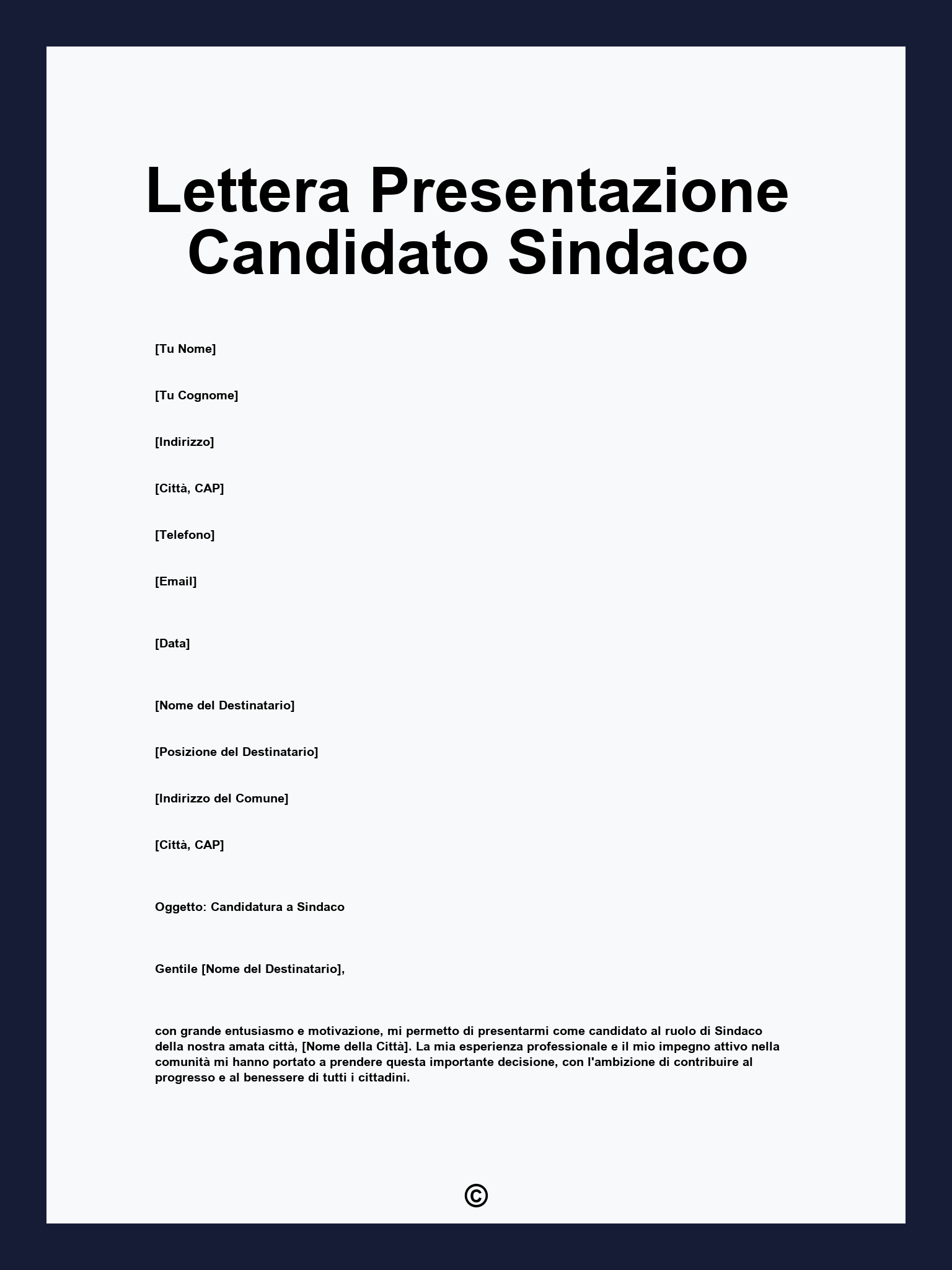 Lettera Presentazione Candidato Sindaco