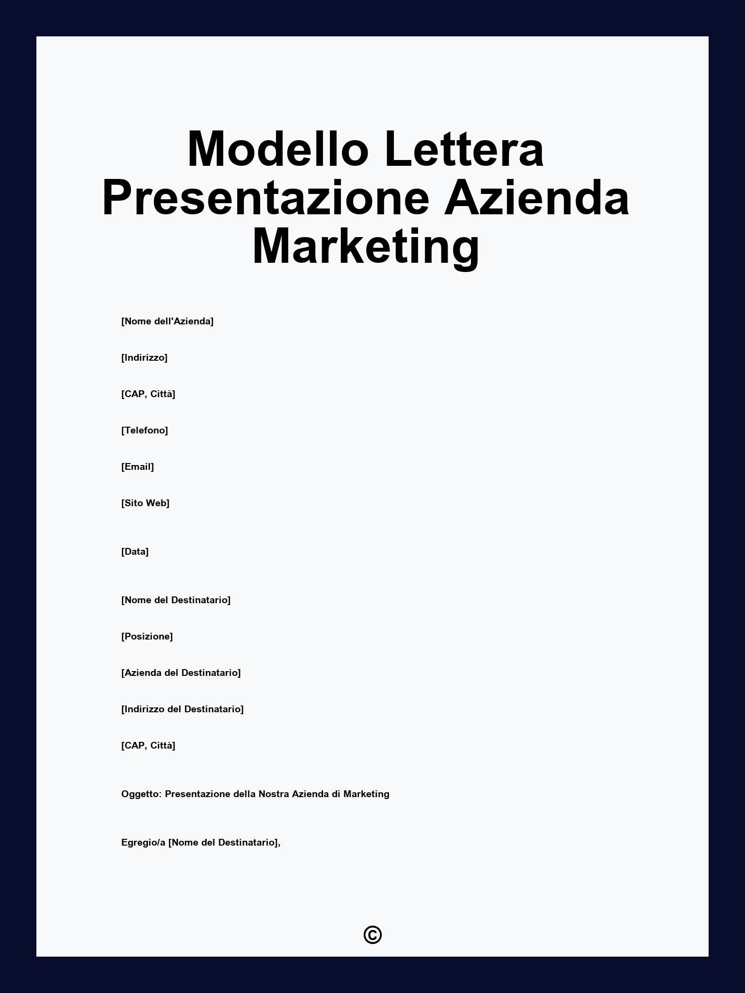 Modello Lettera Presentazione Azienda Marketing